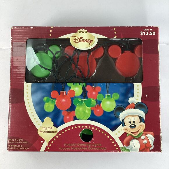 Vintage Gemmy Disney Mickey Mouse Musical Christmas Blinking String Lights Works - Picture 1 of 8